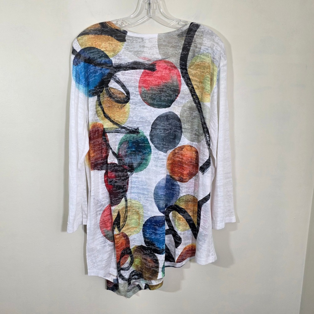 Jess & Jane Women Tunic Abstract Polka Dot Burnout asymmetrical Hem Multi 1X - Picture 3 of 12